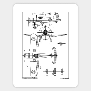 Vought F4U Corsair American WW2 Fighter Plane Blueprint Gift Magnet